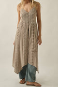 Cotton Gauze Lace-Trimmed Button-Front Cami Maxi Top
