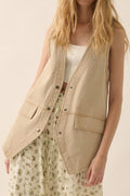 Denim Snap-Front Vest
