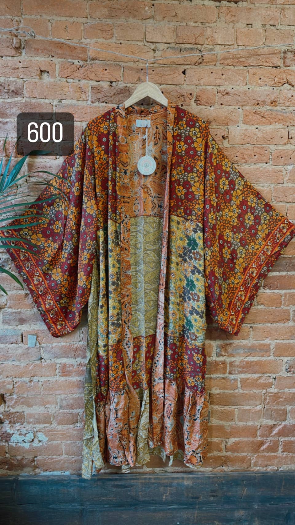 Hippie Boho Patchwork Kimono, Silk Kimono Robe Duster