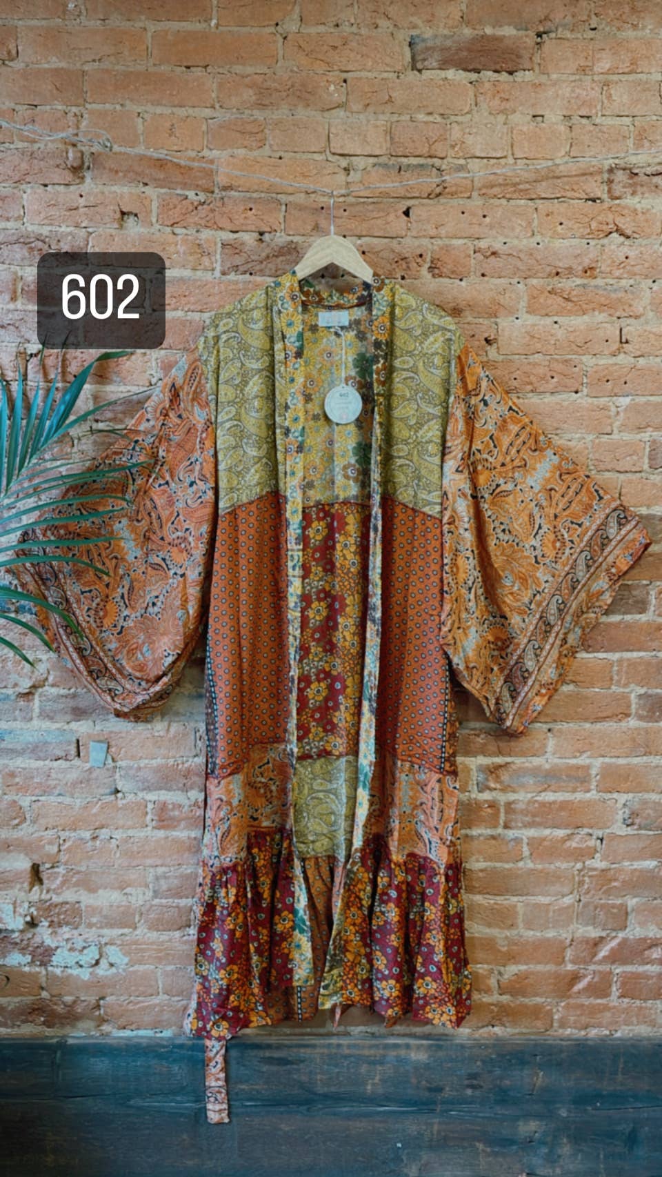 Hippie Boho Patchwork Kimono, Silk Kimono Robe Duster