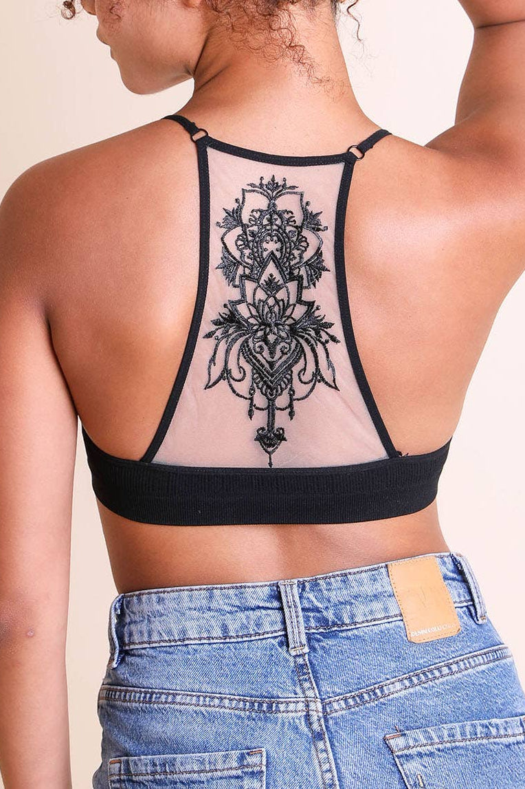Tattoo Mesh Racerback Bralette