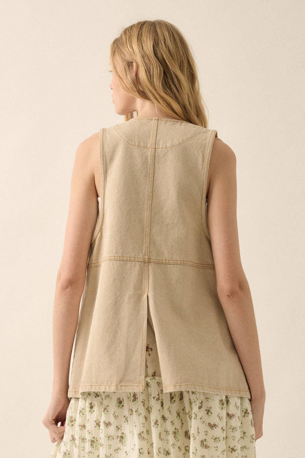 Denim Snap-Front Vest