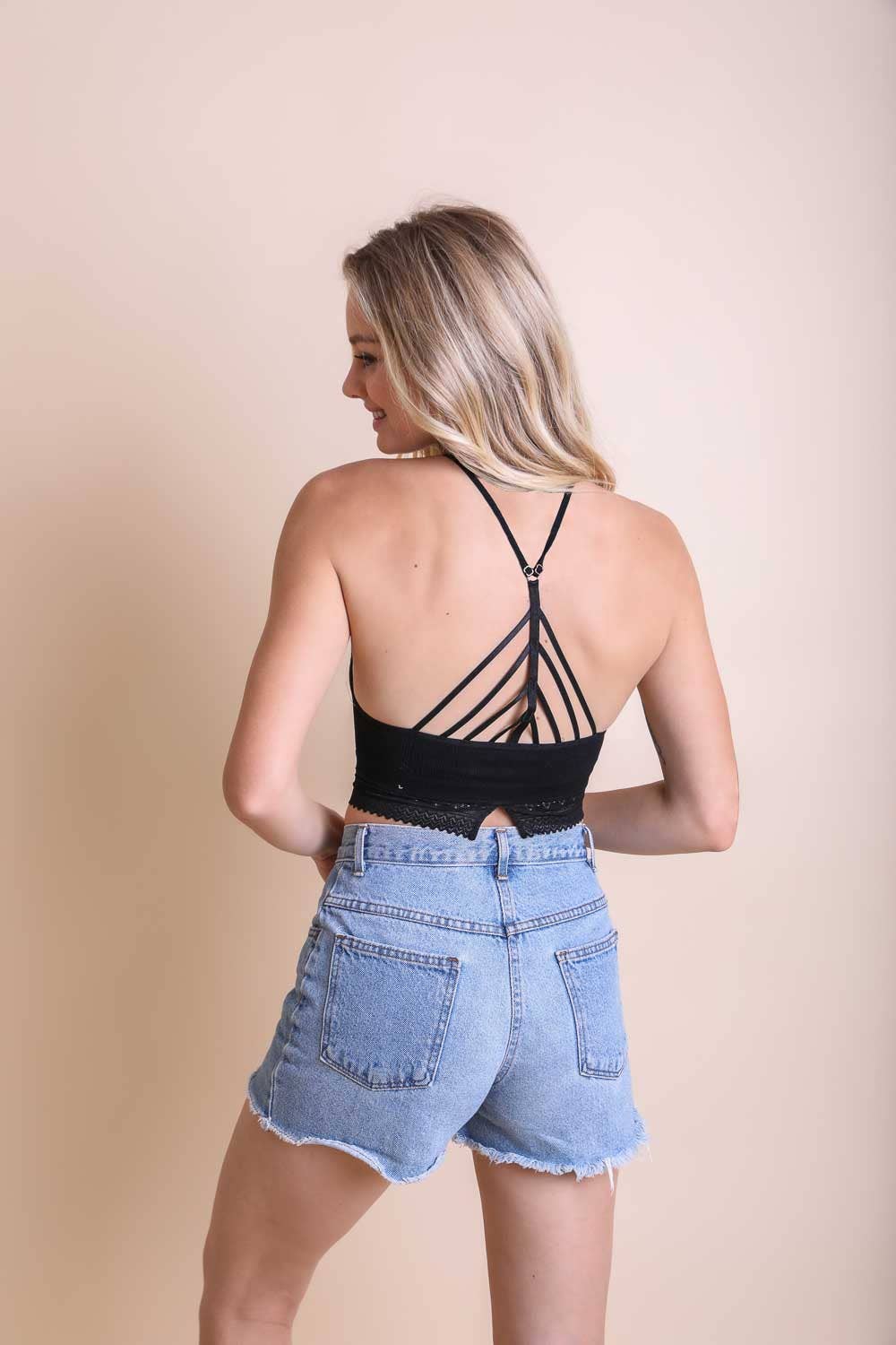 High Neck Crochet Lace Trim Bralette - Fan Favorite