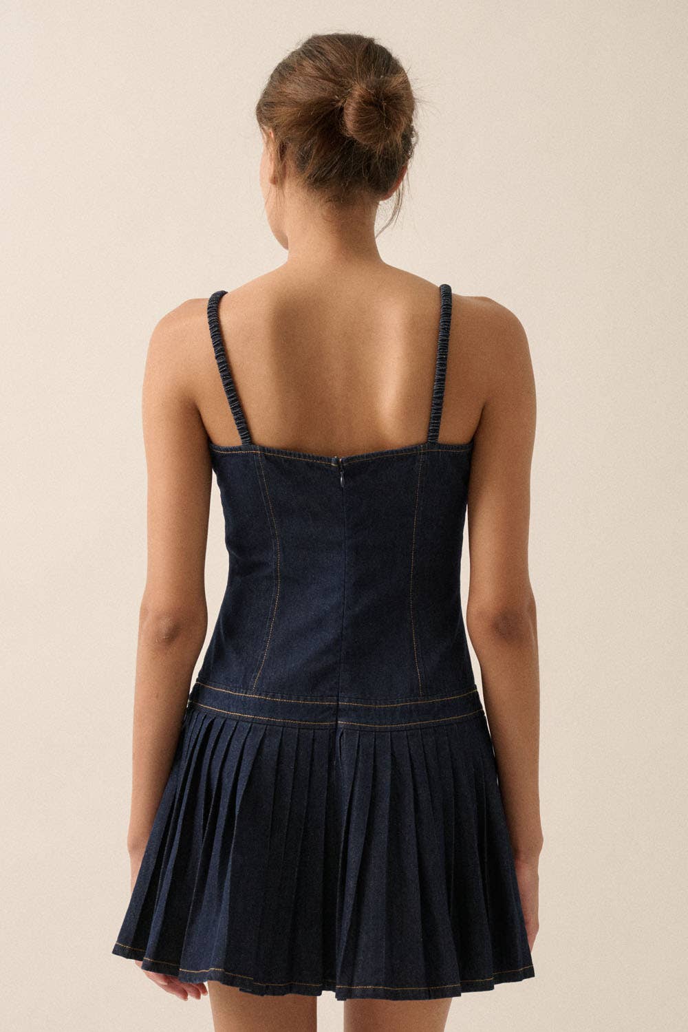 Denim Drop-Waist Cami Mini Dress