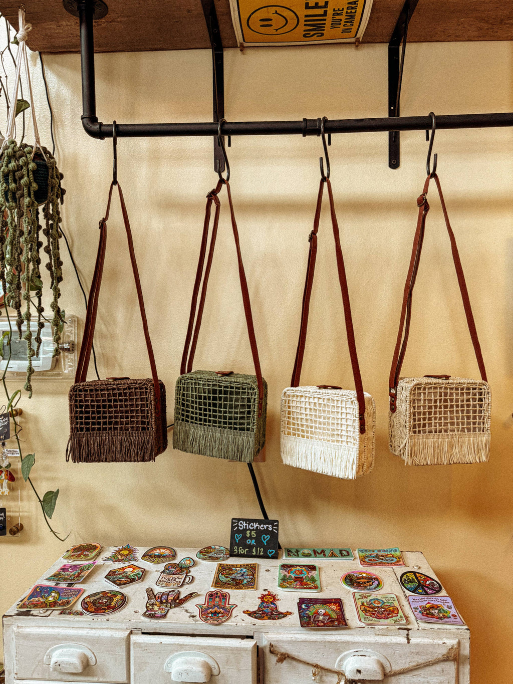 Boho Raffia Natural Palm Straw Basket Bag, Purse Tote