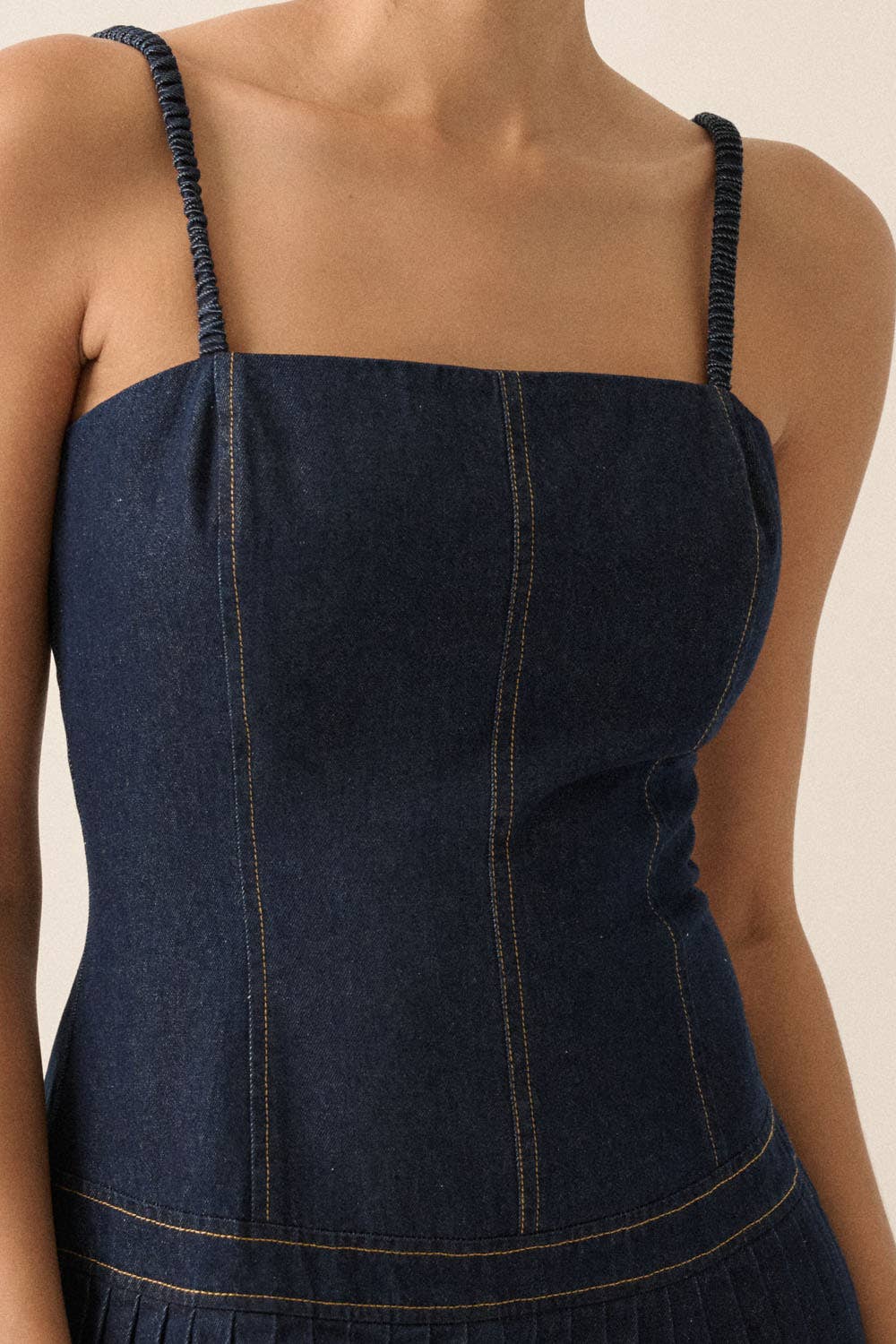 Denim Drop-Waist Cami Mini Dress
