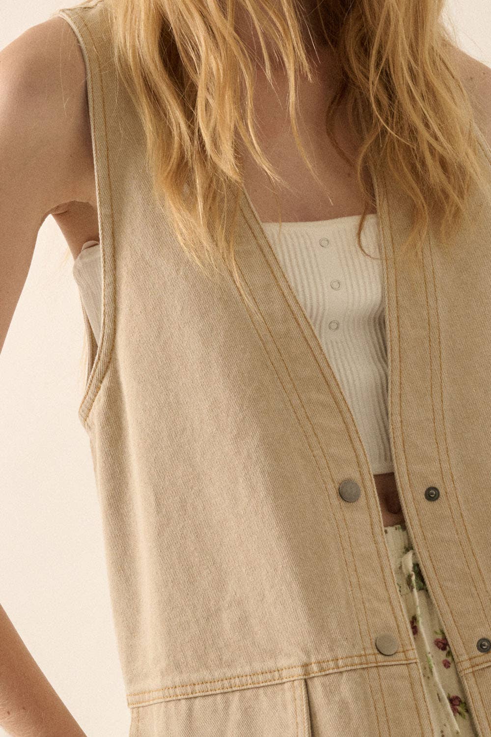 Denim Snap-Front Vest