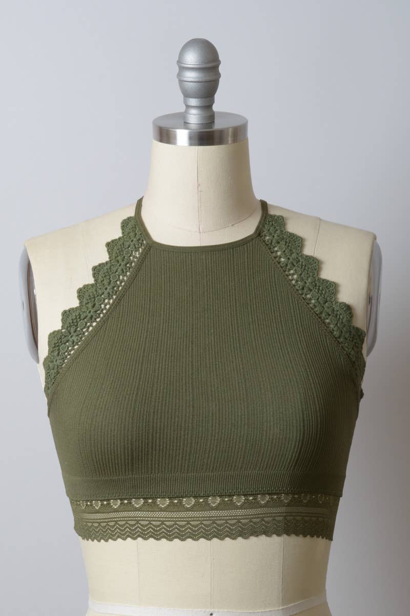 High Neck Crochet Lace Trim Bralette - Fan Favorite
