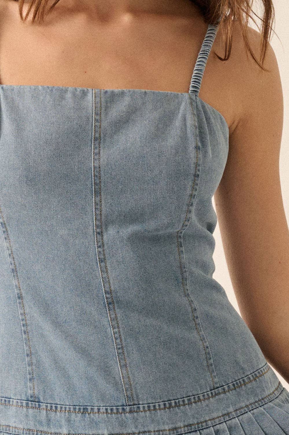 Denim Drop-Waist Cami Mini Dress