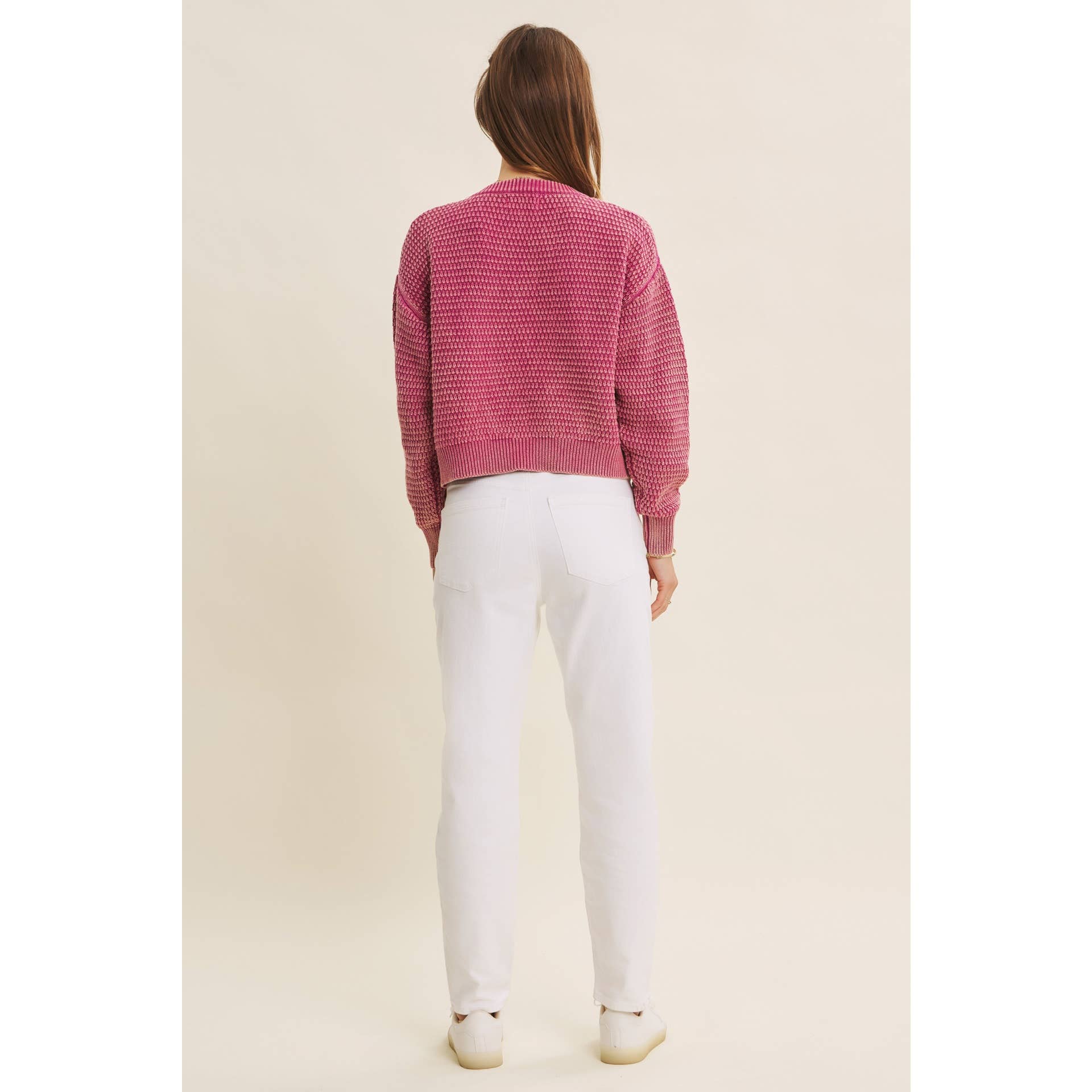 Washed Cable Knit Cardigan