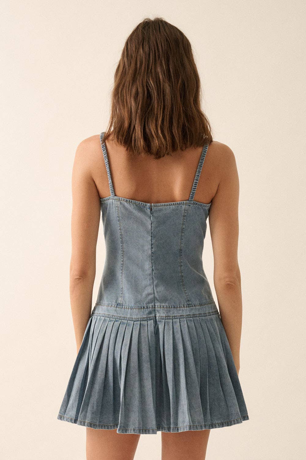Denim Drop-Waist Cami Mini Dress