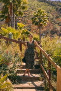 FLORAL FLOCKED TIERED MIDI DRESS