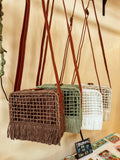 Boho Raffia Natural Palm Straw Basket Bag, Purse Tote