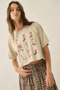 Western Cowboy Boots Vintage-Wash Cropped Graphic Tee