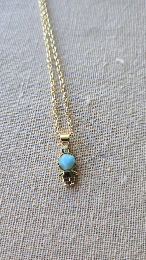 Cute boy larimar necklace