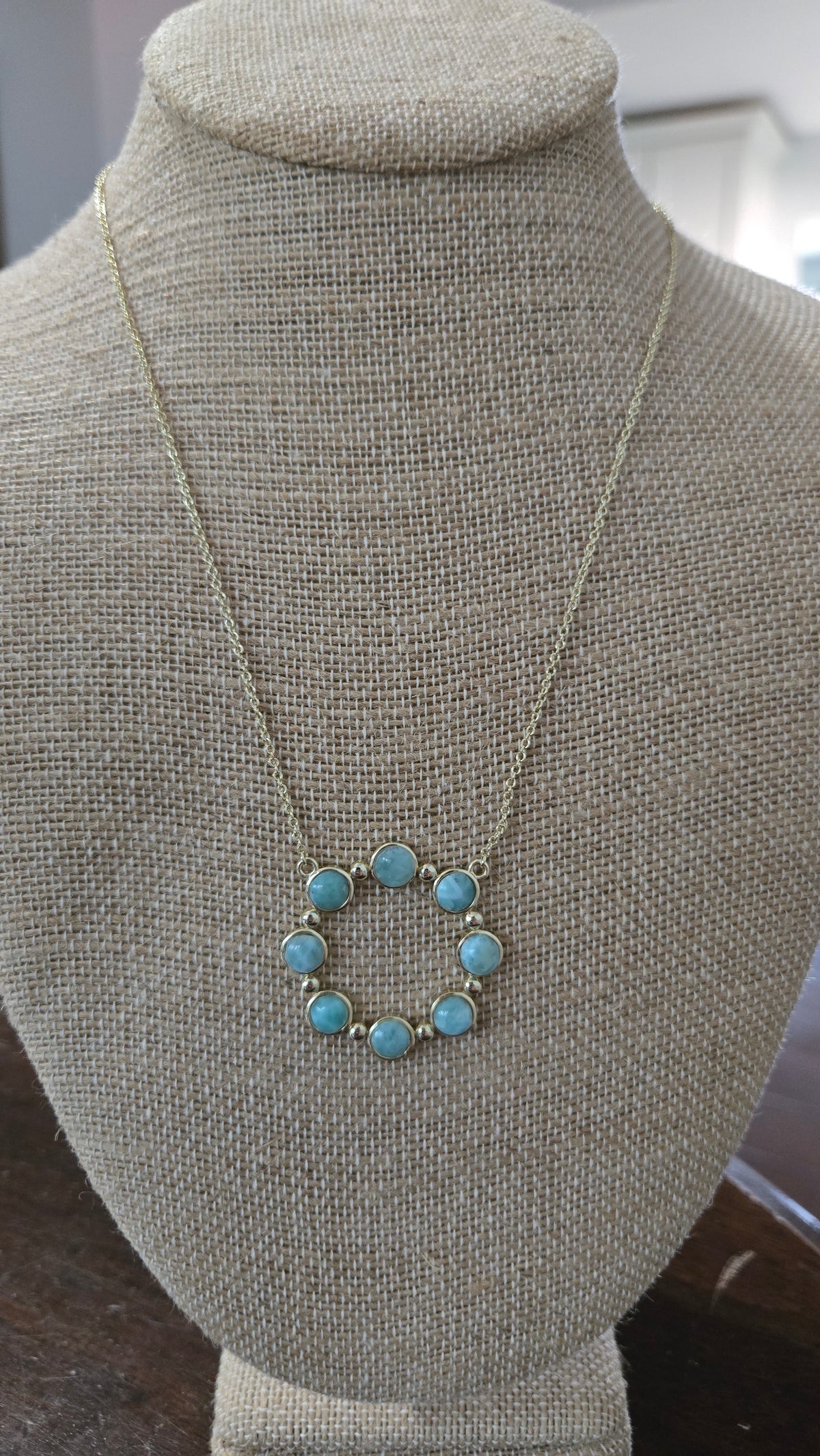 Larimar circle necklace