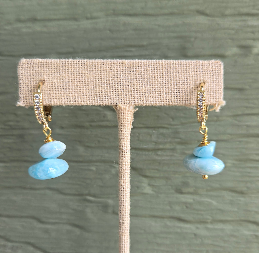 Dangle double stone earrings