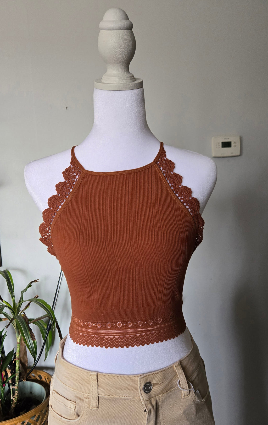 Lace Trim High Neck Bralette – Stylish & Soft Fit