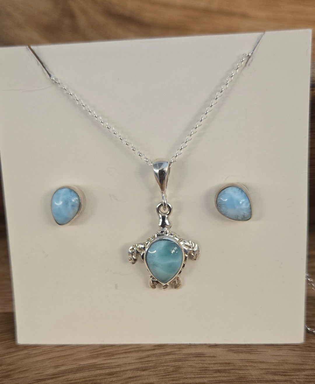 Larimar teardrop earrings only- 925 sterling silver