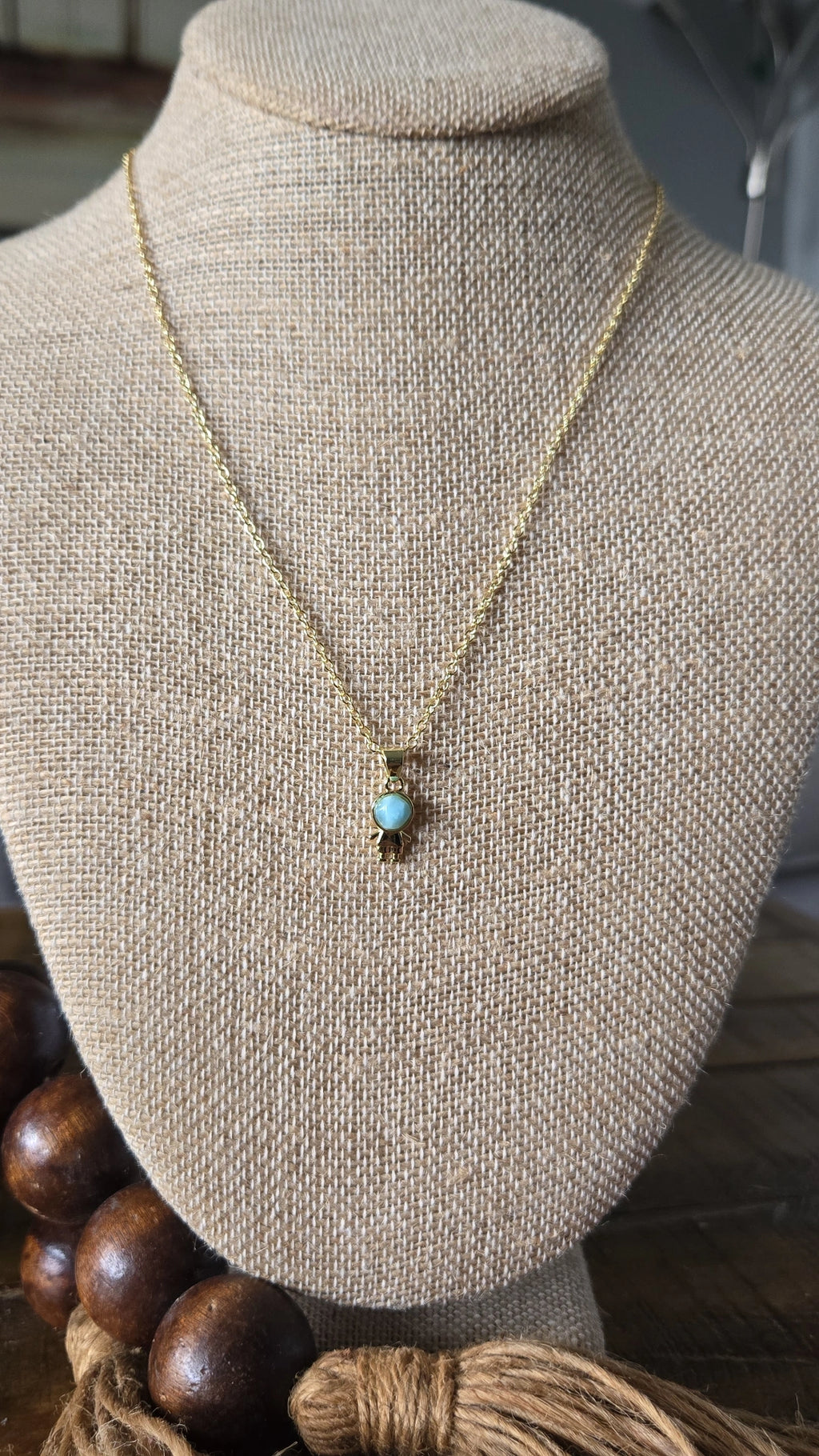 Cute boy larimar necklace
