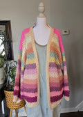 Crochet multicolored cardigan - pink