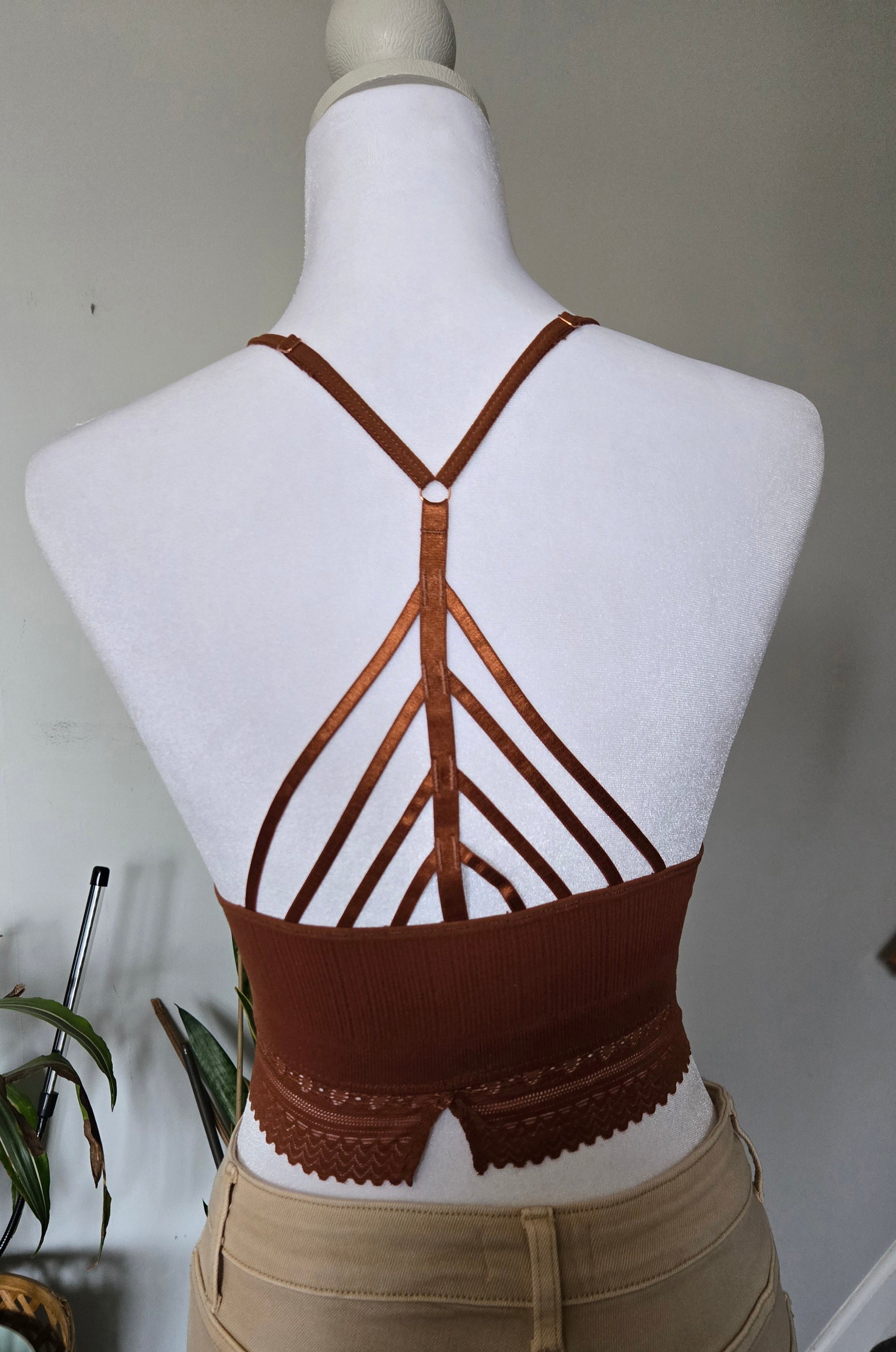Lace Trim High Neck Bralette – Stylish & Soft Fit