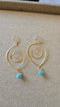 Wire-wrapped Espirales long earrings