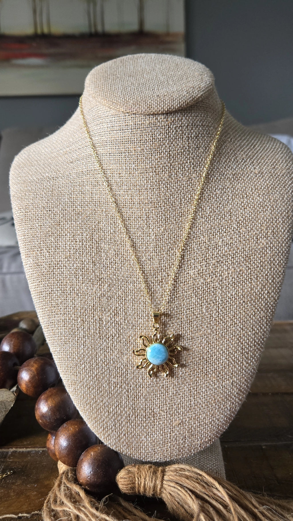 Larimar sun necklace