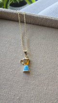 Larimar and amber greca/coffee pot necklace