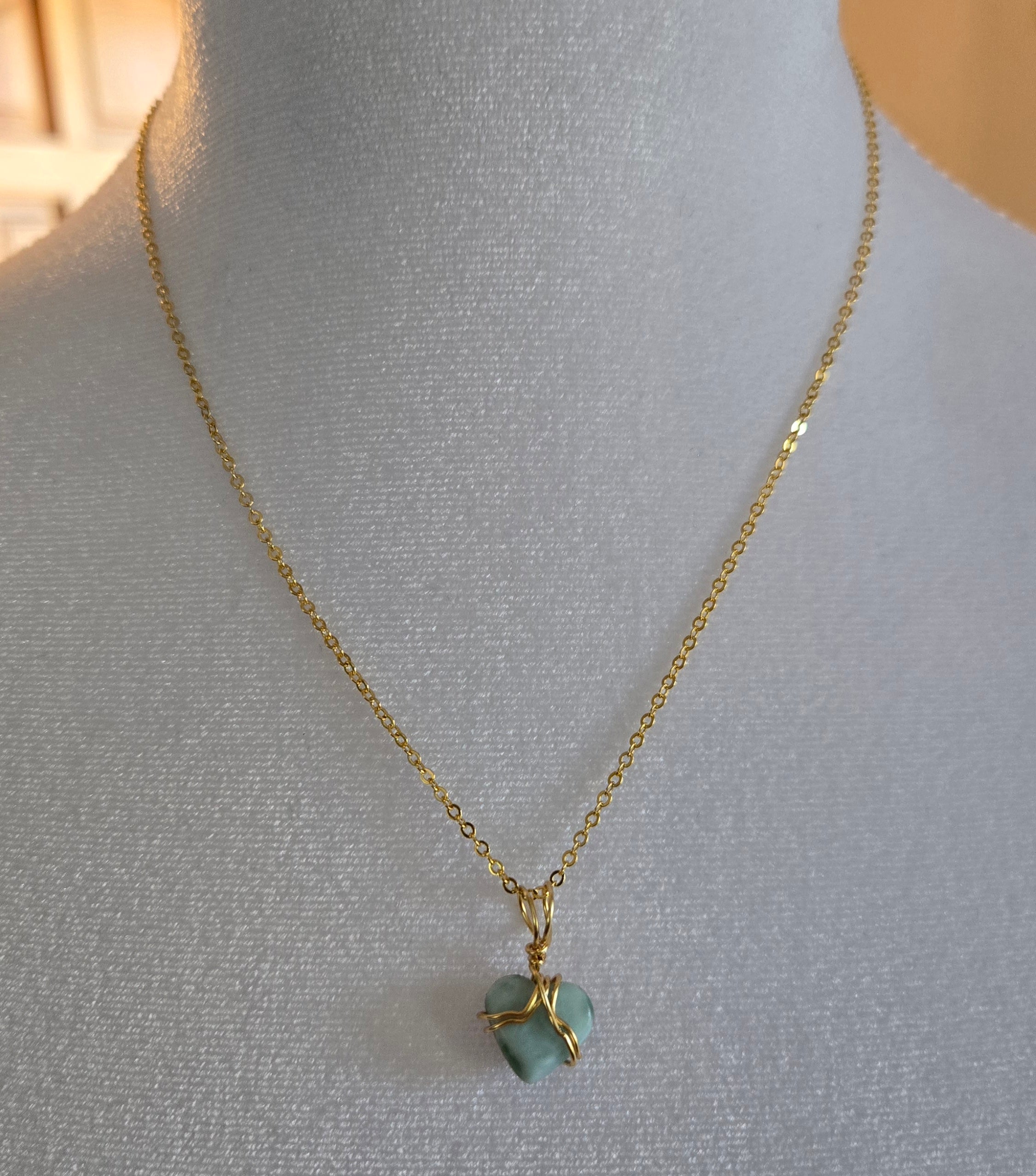 Mi corazoncito larimar wire-wrapped necklace