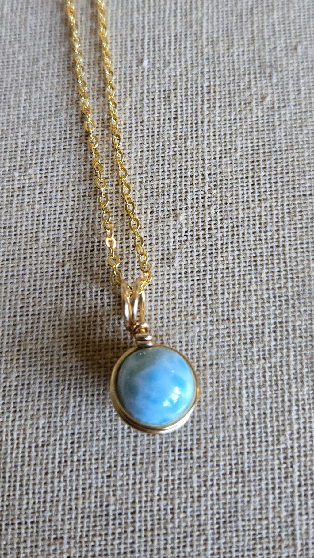 Larimar Ball Pendant Wire-wrapped Necklace
