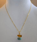 Wire-wrapped Amber-Larimar necklace