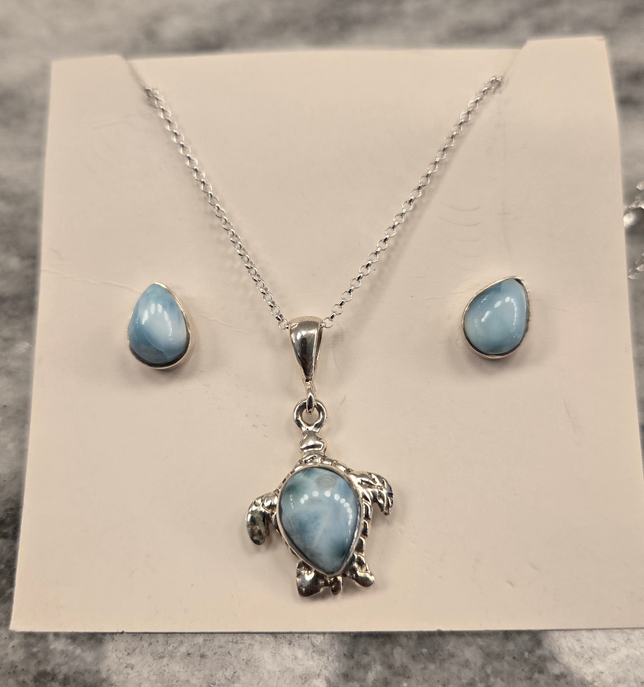 Larimar teardrop earrings only- 925 sterling silver
