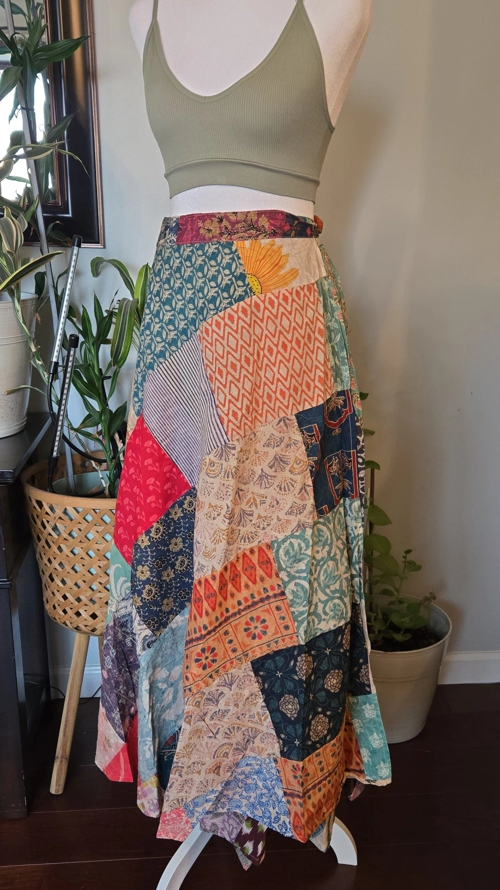 Free size - Cotton Print Patchwork Wrap Skirt style 2