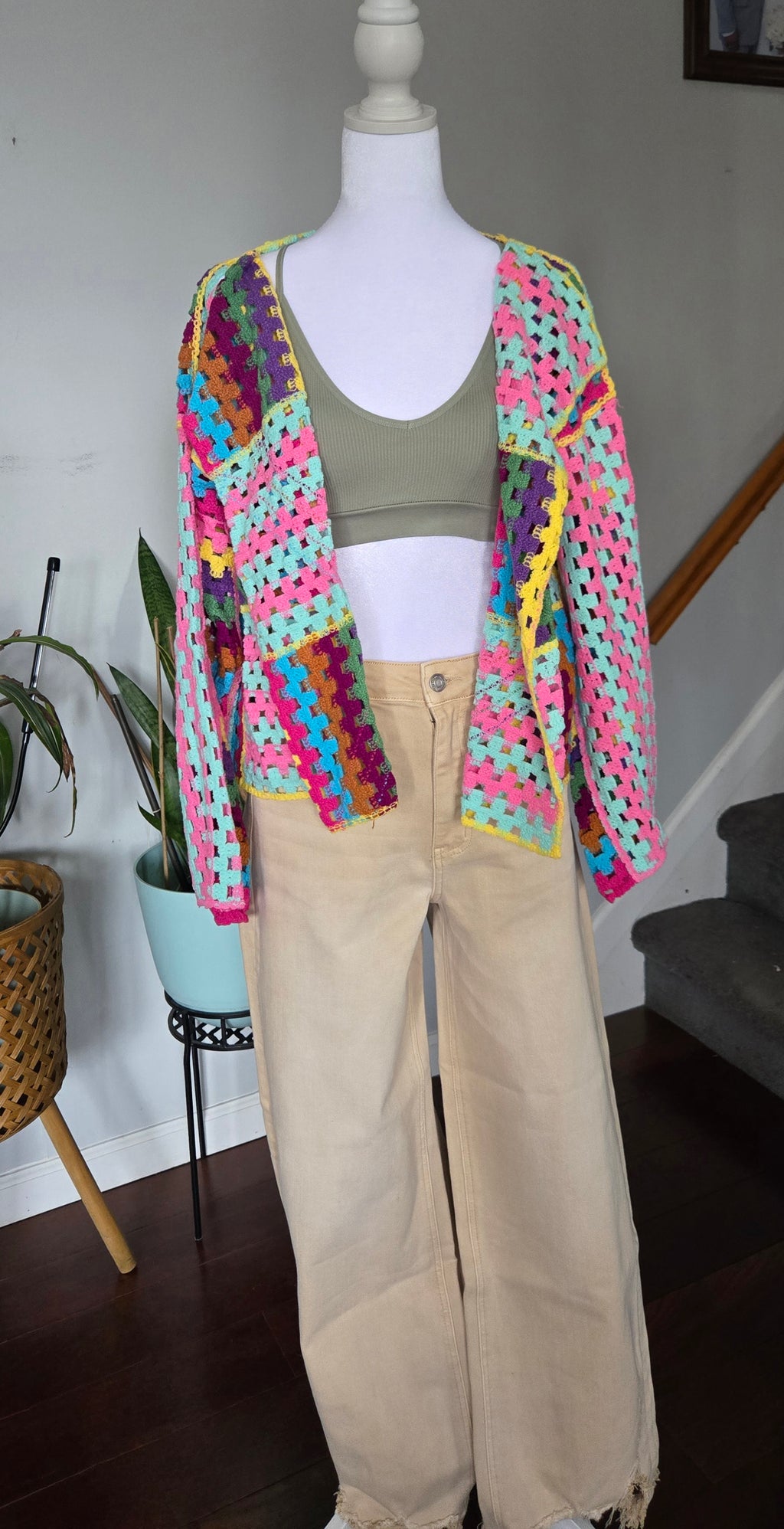 Multicolored crochet cardigan