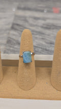 Larimar Square Adjustable Ring - sterling silver