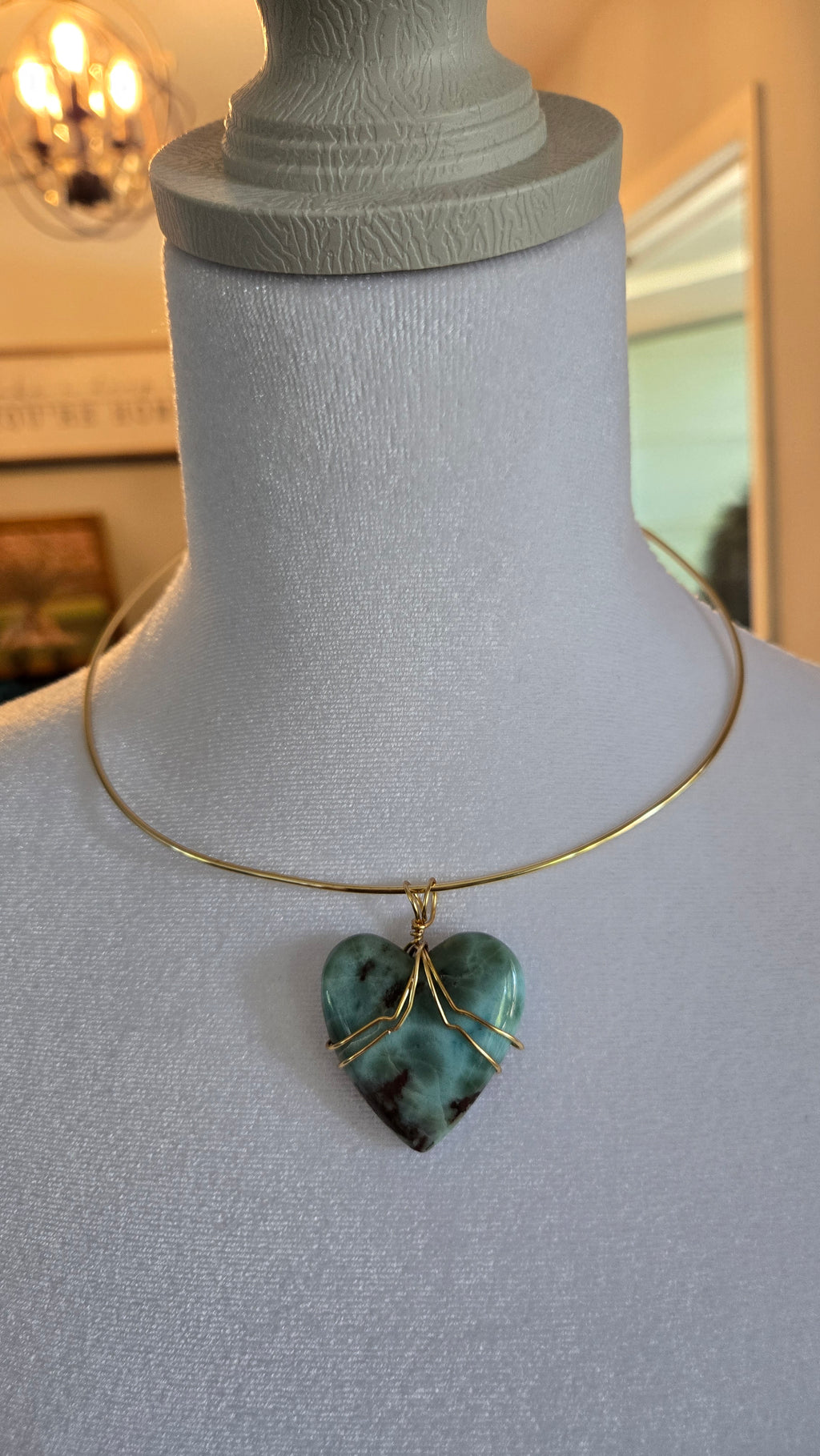 Wire-wrapped Large Heart Gargantilla/choker
