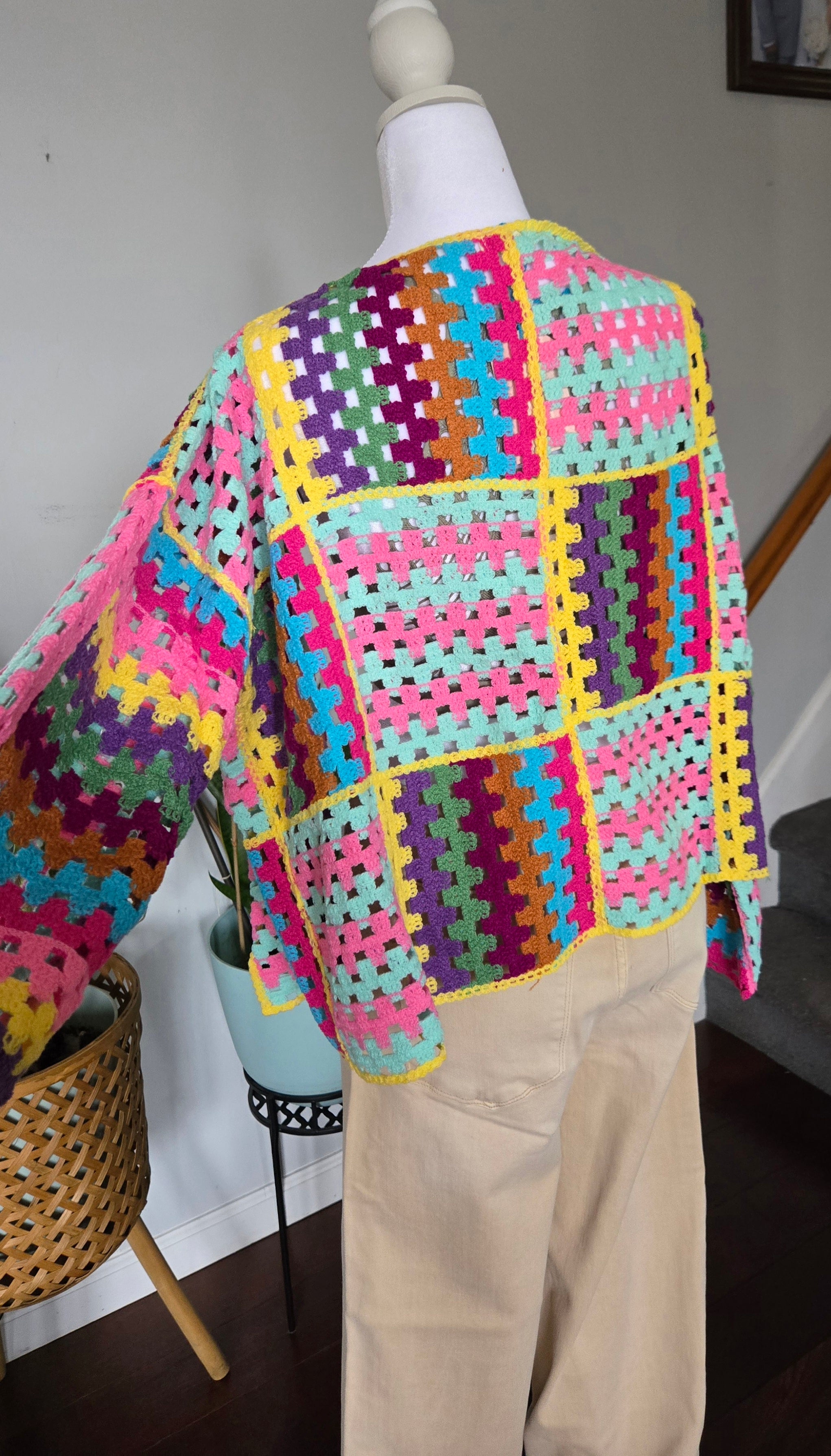 Multicolored crochet cardigan