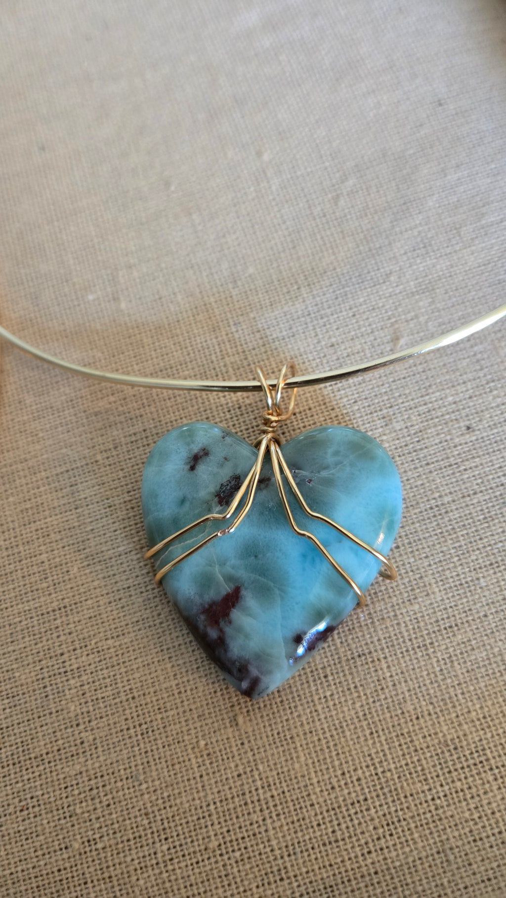 Wire-wrapped Large Heart Gargantilla/choker