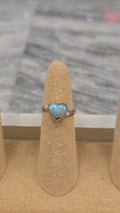 Larimar Heart Adjustable Ring - sterling silver