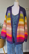 Crochet multicolored cardigan - purple