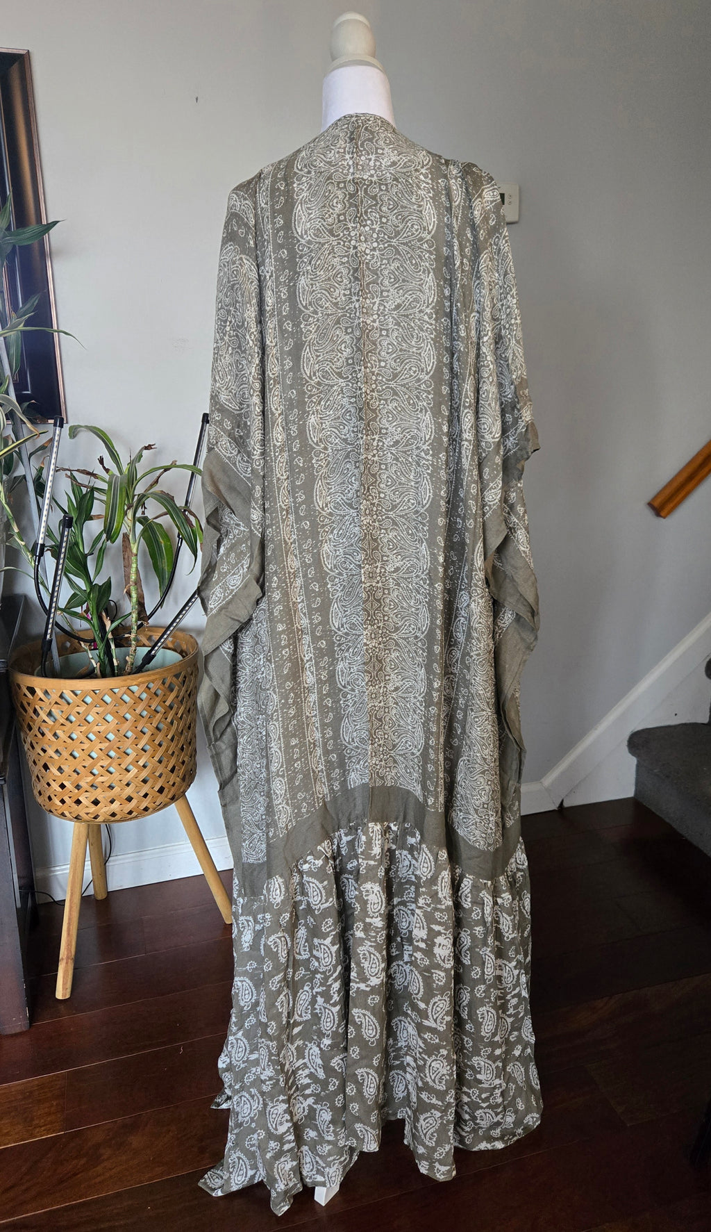 Paisley long kimono duster
