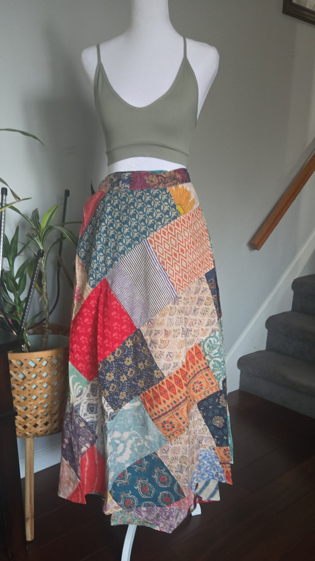 Free size - Cotton Print Patchwork Wrap Skirt style 2